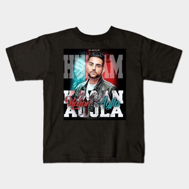 Karan Aujla art Kids T-Shirt by SAN ART STUDIO 